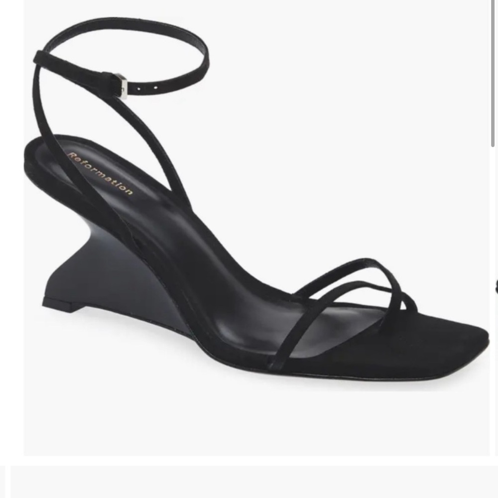 Reformation Black Emilia Wedge Sandal
